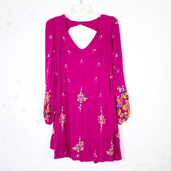 Free People Dresses & Skirts - Free people burgundy embroidered dress
